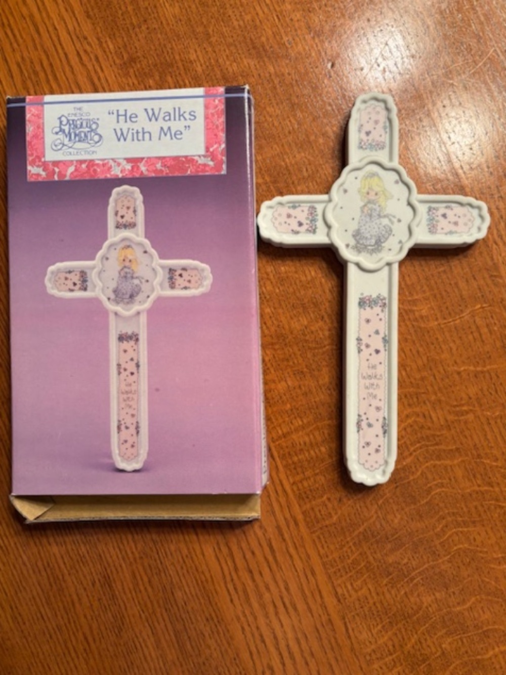 Vintage Precious Moments "He Walks With Me" Cross